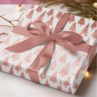 Elegant Rose Gold & Silver Christmas Tree Pattern Wrapping Paper