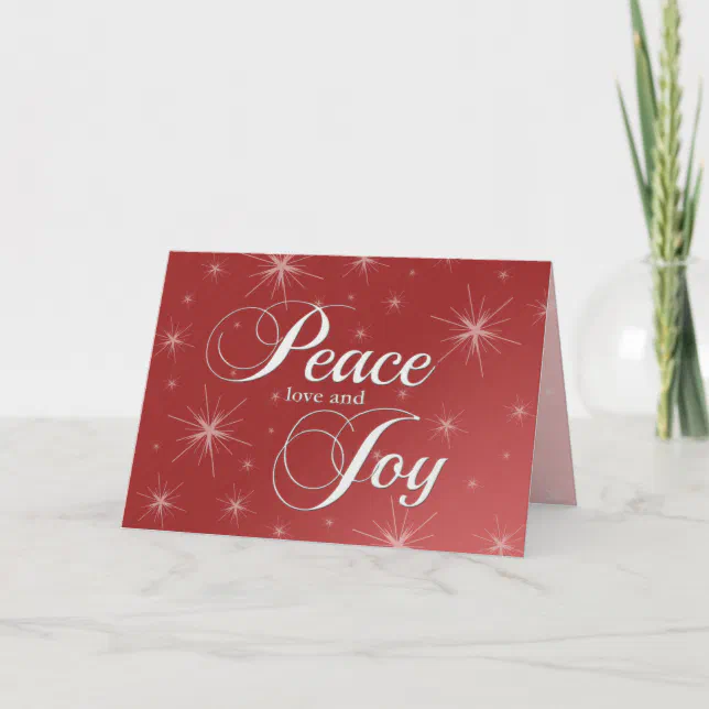 Warm Red Peace, Love and Joy Holiday Card