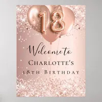 18th Birthday blush rose gold balloons welcome  Poster