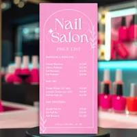 Manicure Pink Service List Nail Salon Price List Rack Card