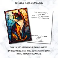 Stained Glass Animal Rescue Organization Cat Thank You Card