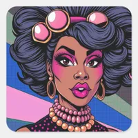 Black Beauty Drag Queen Pop Art Square Sticker