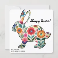 Flourished Easter Bunny Silhouette Personalizable  Card