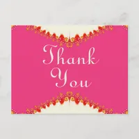 Hot Pink + Gold Red Lace Thank You Postcard