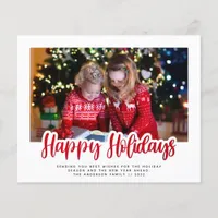 Budget Simple Happy Holidays Photo Holiday Card