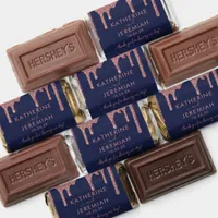 Navy Blue Rose Gold Sparkle Glitter Drips Wedding Hershey's Miniatures