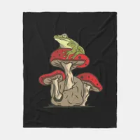 Frog  Mushroom Cottagecore Classic Fleece Blanket