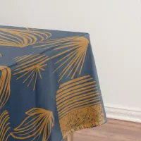 Bold Caribbean Tribal Mudcloth: Navy Blue, Gold Tablecloth