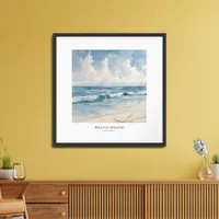 Seascape Beach House Coastal Art  Framed Art