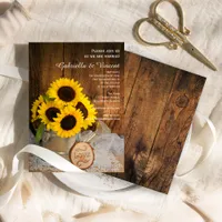 Rustic Sunflowers Garden Watering Can Barn Wedding Invitation