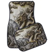 Majestic Dragon Carved in Imitation Leather Art Car Floor Mat