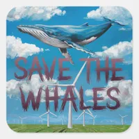 Save The Whales Windmill Energy Square Sticker