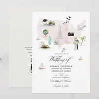 Watercolor Florida USA Destination QR Code Wedding Invitation