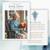 Golden Cross and Flowers Memorial Keepsake Card
