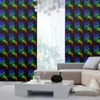 Vibrant Rainbow Smoke Swirl Blackout Curtains