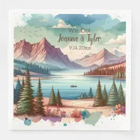 Watercolor Mountain Views Wedding  Paper Dinner Napkins