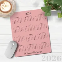 2026 Personalized Minimalist Pink Desk Calendar Mouse Pad