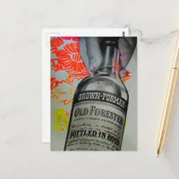 Whisky Bottle Floral Bottled in Bond Collage Postcard