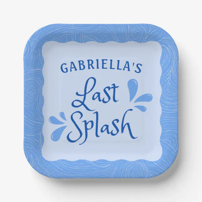 "Last Splash" Beach Pool Blue Bachelorette Party  Paper Plates