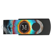 Ethereal Cosmic Eye Monogram Vibrant Abstract Art Flash Drive