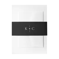 Modern Initials Monogram Heart Wedding Invitation Belly Band