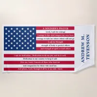 Soldiers Prayer Personalized USA American Flag Beach Towel