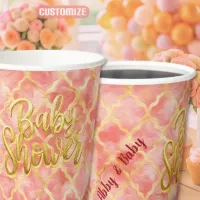 Baby Shower Orange Gold Fruitful Beginnings Paper Cups