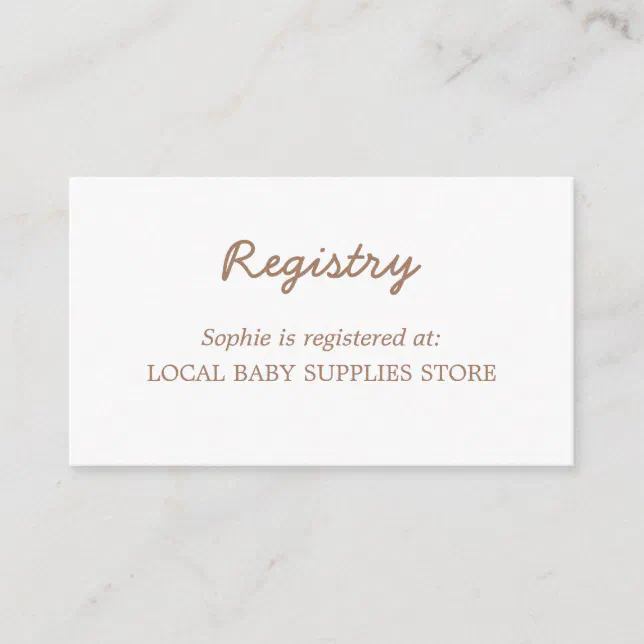 Baby Shower Minimal Gentle Brown Registry Enclosure Card