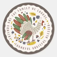 Thanksgiving Gratitude Thankful Turkey  Classic Round Sticker