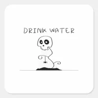 Drink Water - Eat Drink And Be Scary Retro Classic Square Sticker