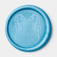 Seahorses Beach Wedding Monogram Wax Seal Sticker