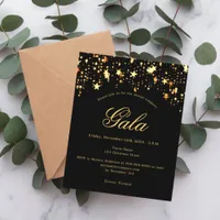 Black gold stars annual company gala invitation