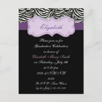 chic purple Graduation party Invitation