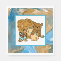 Cowboy Teddy Bear Boy’s Baby Shower Paper  Napkins