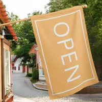 Warm Yellow Open Sign Modern Minimal Business Flag