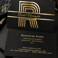 Luxury Geometric Monogram Gold Foil Business Cards