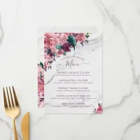 Pink Roses Floral Marble Mothers Day Brunch Menu