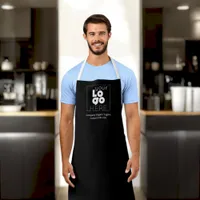 Custom Company White Logo on Black Staff Uniform Apron