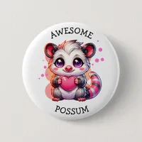 Awesome Possum | Cute Cartoon Opossum Button