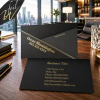 Modern Black Gold Consultant Foil Business Cards
