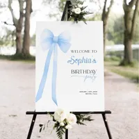 Blue Bow Birthday Welcome Sign