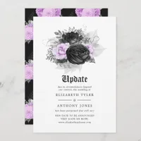 Black Purple & Silver Floral Gothic Wedding Update Invitation