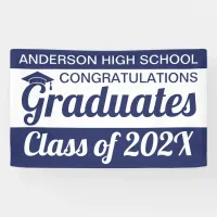 3' x 5' Blue & White Congratulations Graduates   Banner