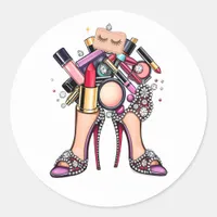 Make Up Bling | Glam  Classic Round Sticker