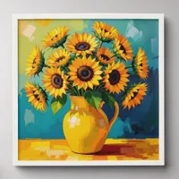 Yellow Sunflowers  in a Yellow Vase Peel And Stick Photo Tile