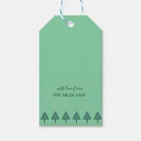 Festive Christmas Trees Green Pattern Gift Tag