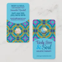 Modern Tapestry New Age Holistic Aqua Blue Gold Business Card