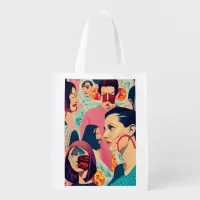 Masquerade Mask Fashion Collage 01 Grocery Bag