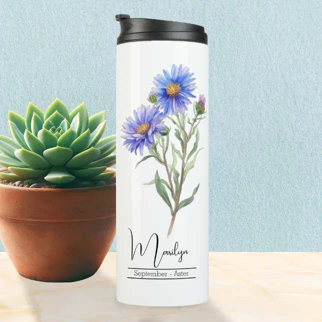 Birth Month Flower September Aster Thermal Tumbler