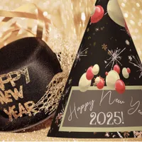 Colors ornaments confettis 2025 new year Party Hat